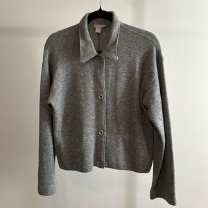 J. Crew Gray Knit Button Down Sweater